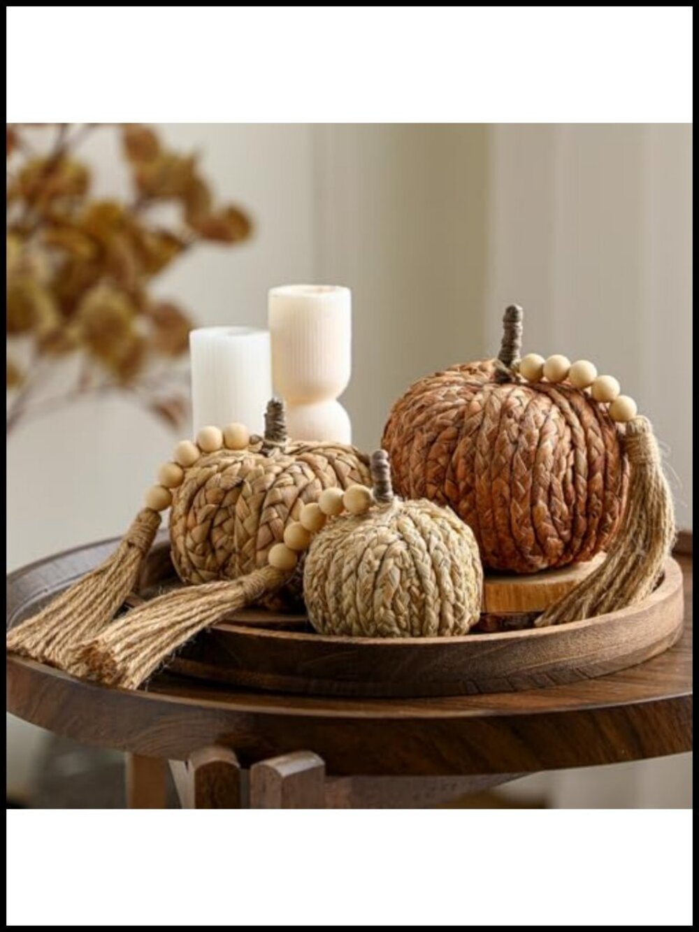 Rattan Pumpkin Decor Set 3 Pcs Cucurbit Grass Fall Thanksgiving